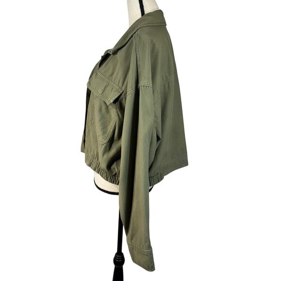 Torrid SZ 3 (3X-Large) Cropped Utility Jacket Snap Front Pockets Olive Green - Picture 5 of 8